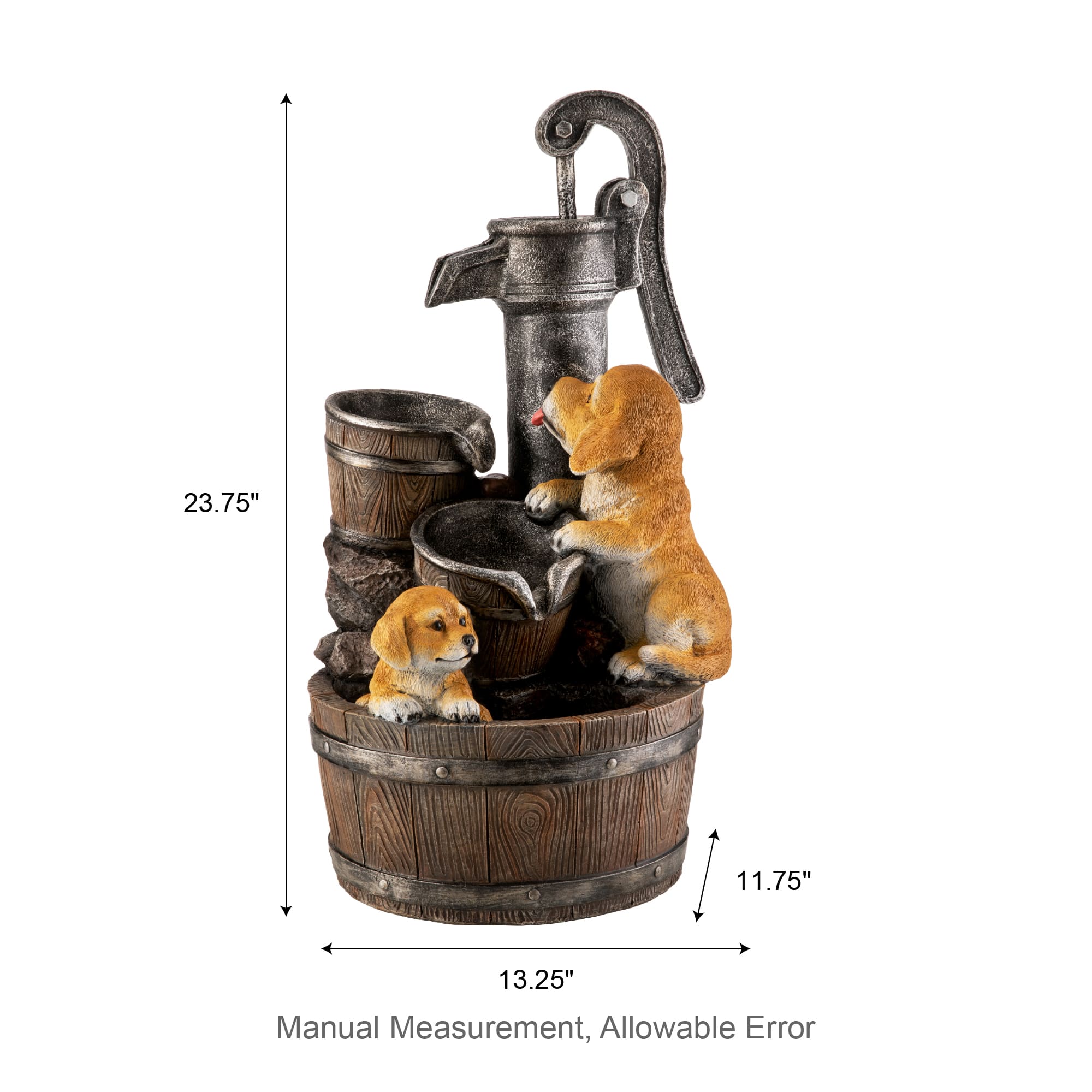 Glitzhome® 23.75" LED Dog Playing Outdoor Fountain